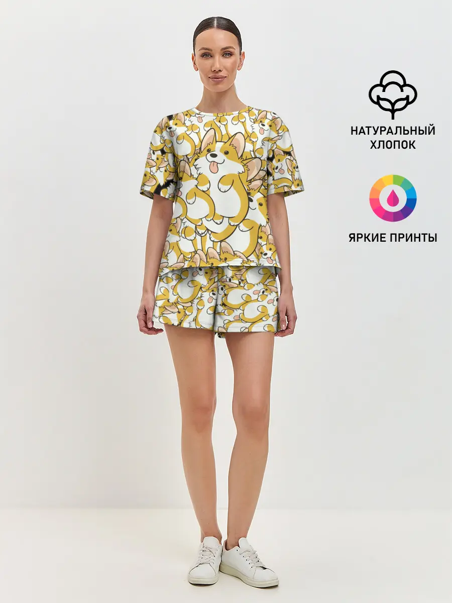 Женская пижама с шортами / Корги