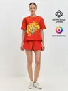 Женская пижама с шортами / пламенная бригада пожарных красный фон