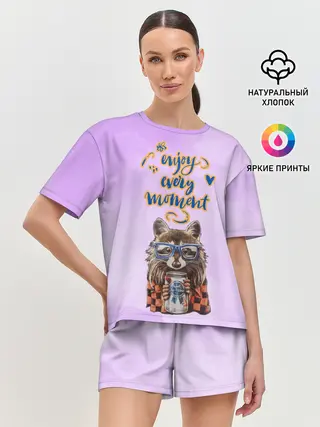 Женская пижама с шортами / Енот