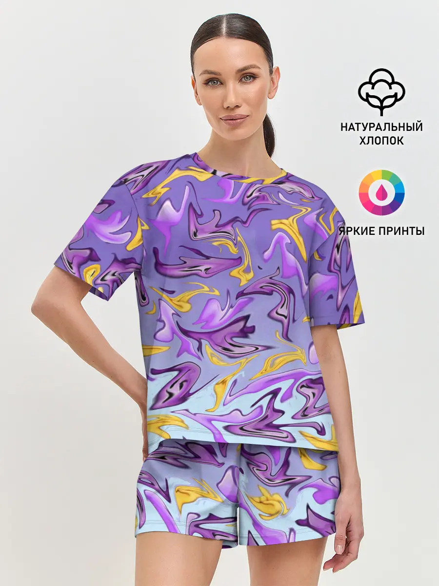 Женская пижама с шортами / Абстракция