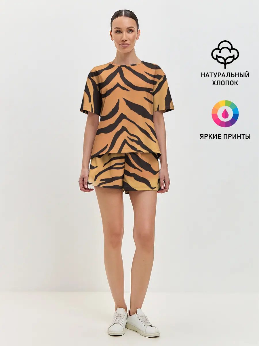 Женская пижама с шортами / Тигриный камуфляж