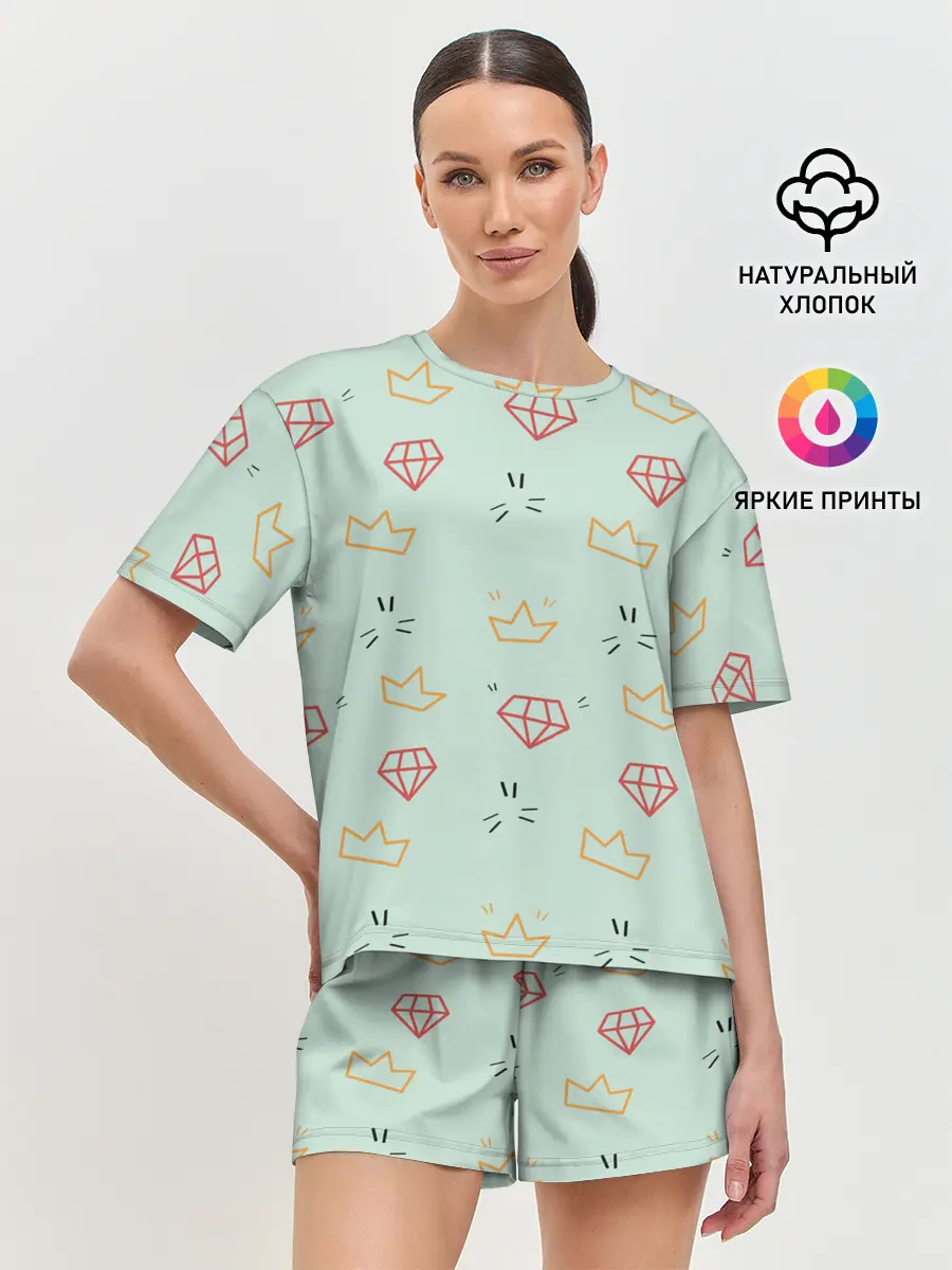 Женская пижама с шортами / Алмазный арт