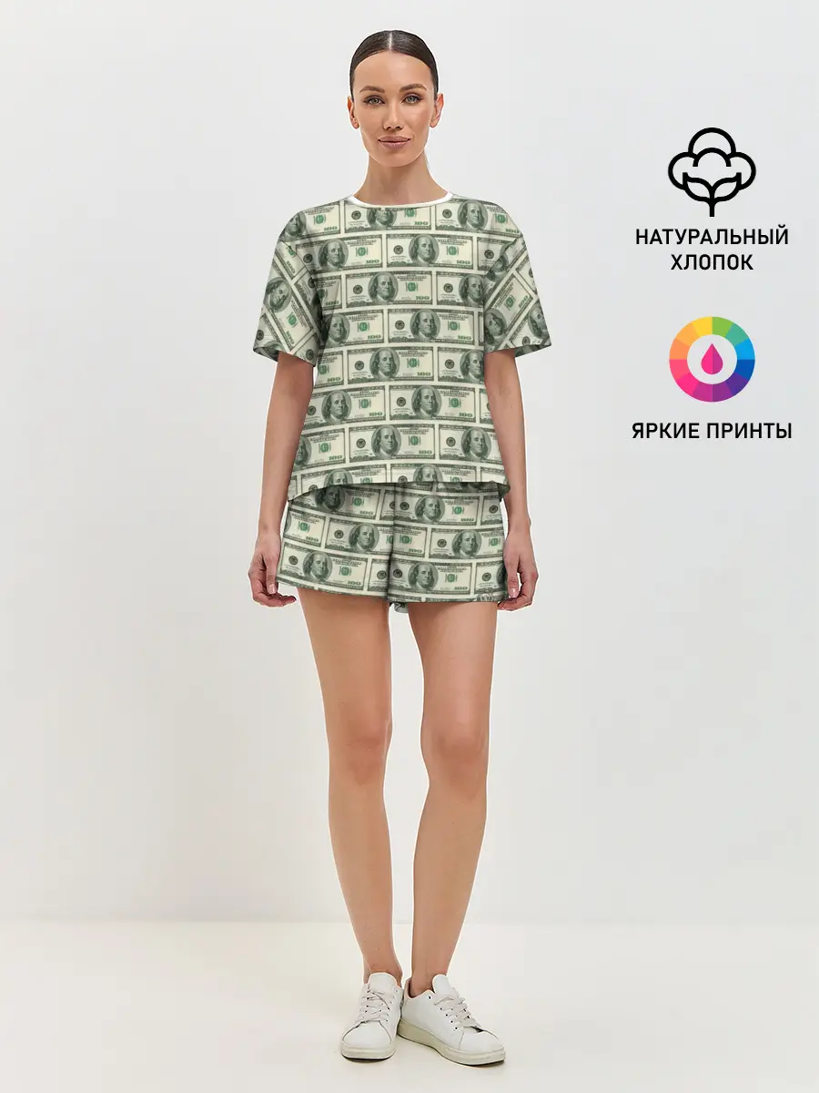 Женская пижама с шортами / Денежная тема