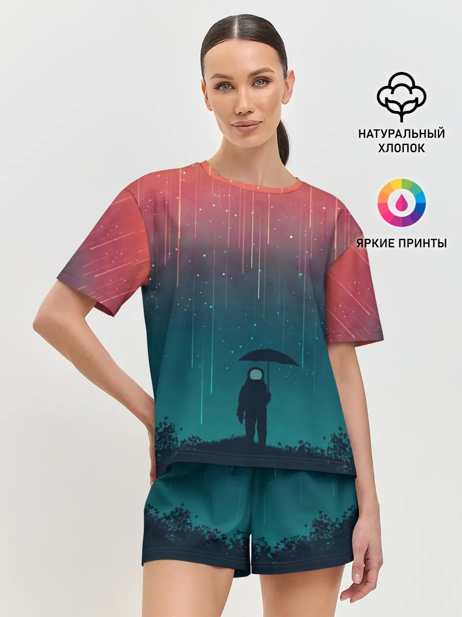 Женская пижама с шортами / Космический Дождь