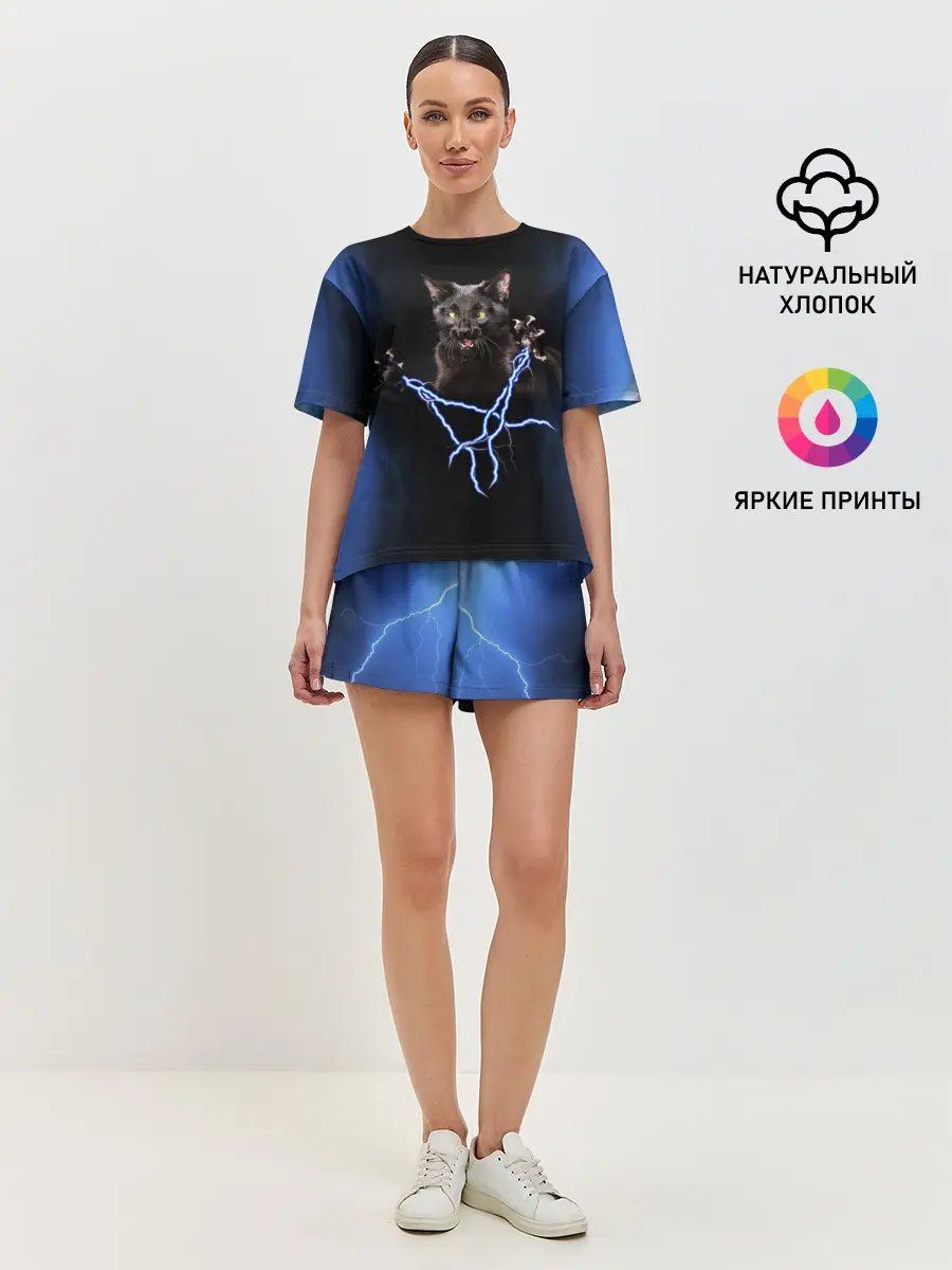 Женская пижама с шортами / Грозовой кошак
