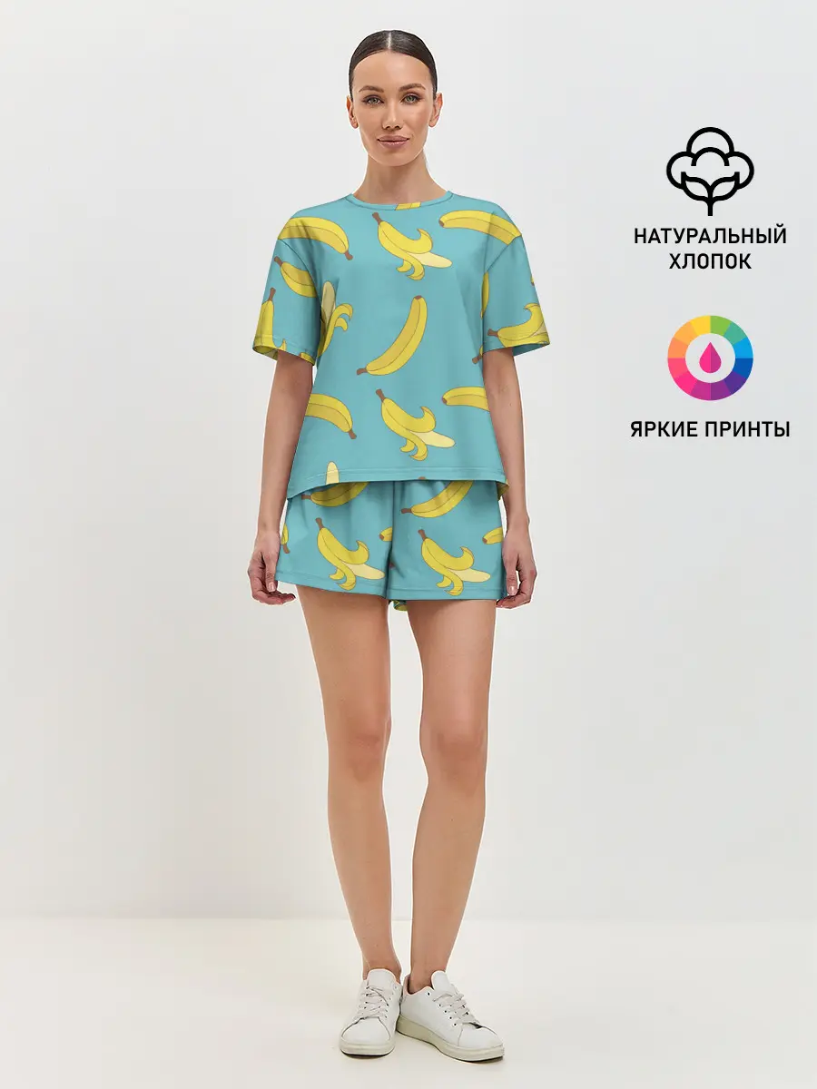 Женская пижама с шортами / Банановый дождь