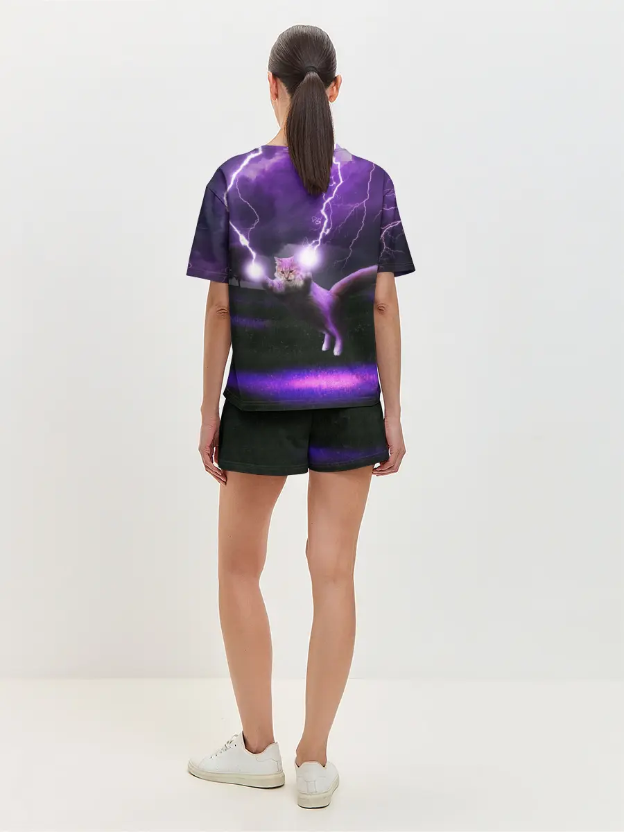 Женская пижама с шортами / Кот и Молнии