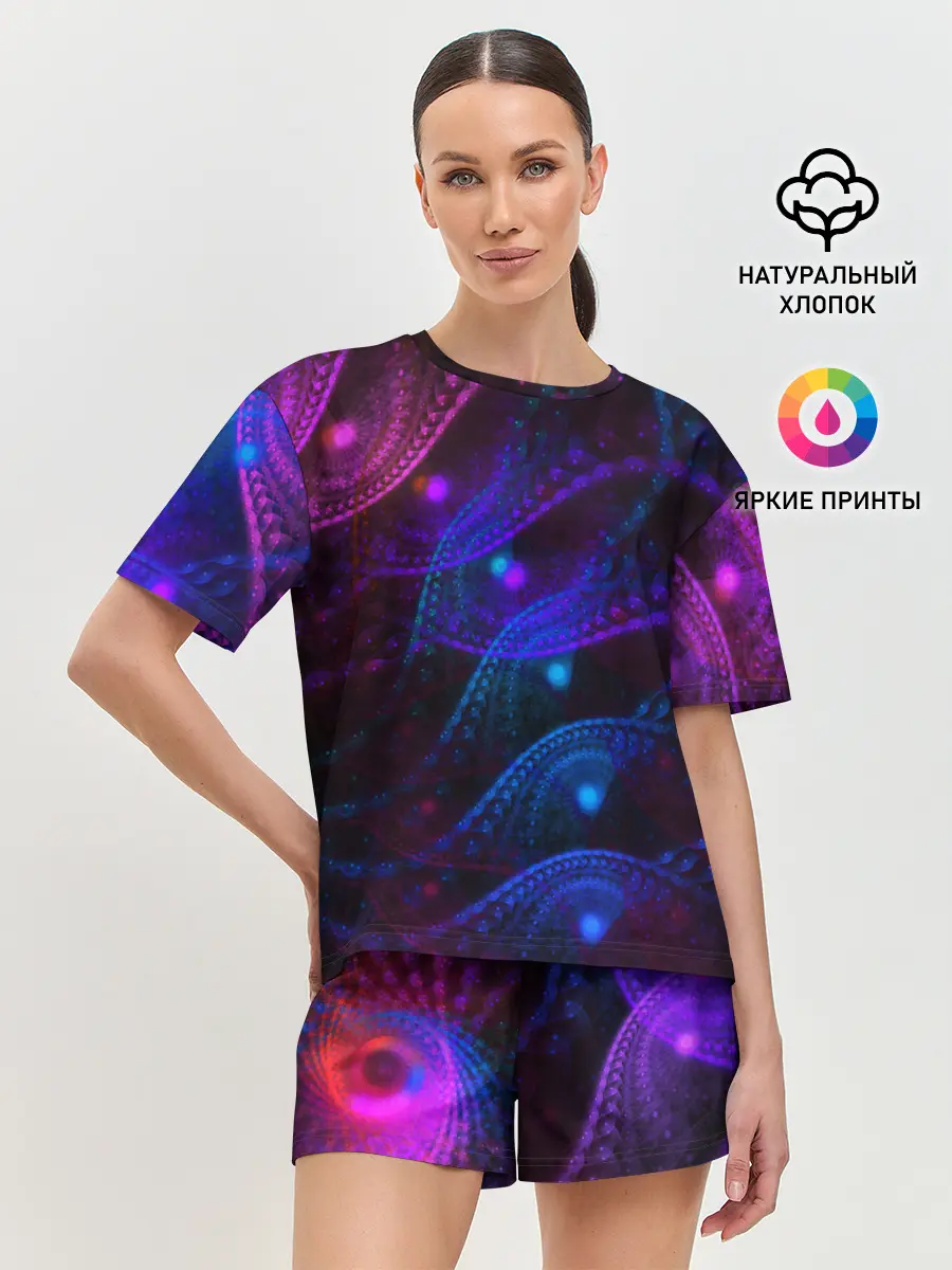 Женская пижама с шортами / NEON FRACTAL
