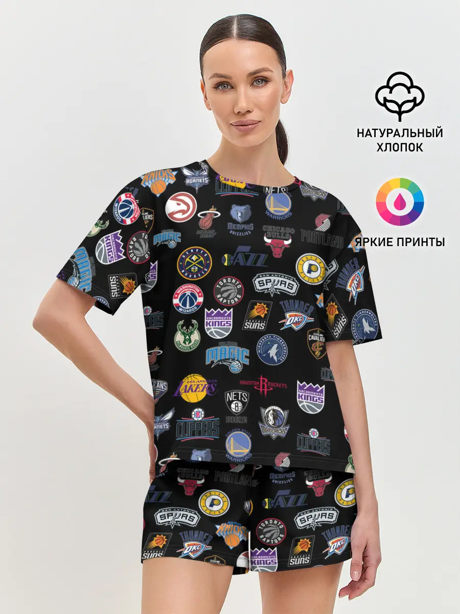 Женская пижама с шортами / NBA Pattern | НБА Паттерн