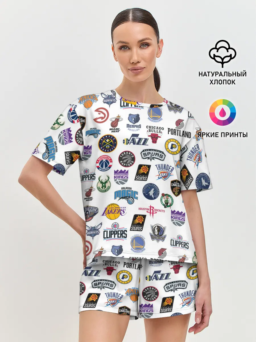 Женская пижама с шортами / NBA Pattern | НБА Паттерн