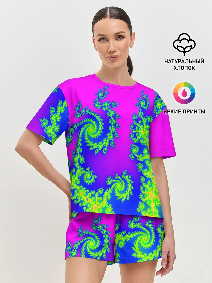 Женская пижама с шортами / КИСЛОТНЫЙ НЕОН