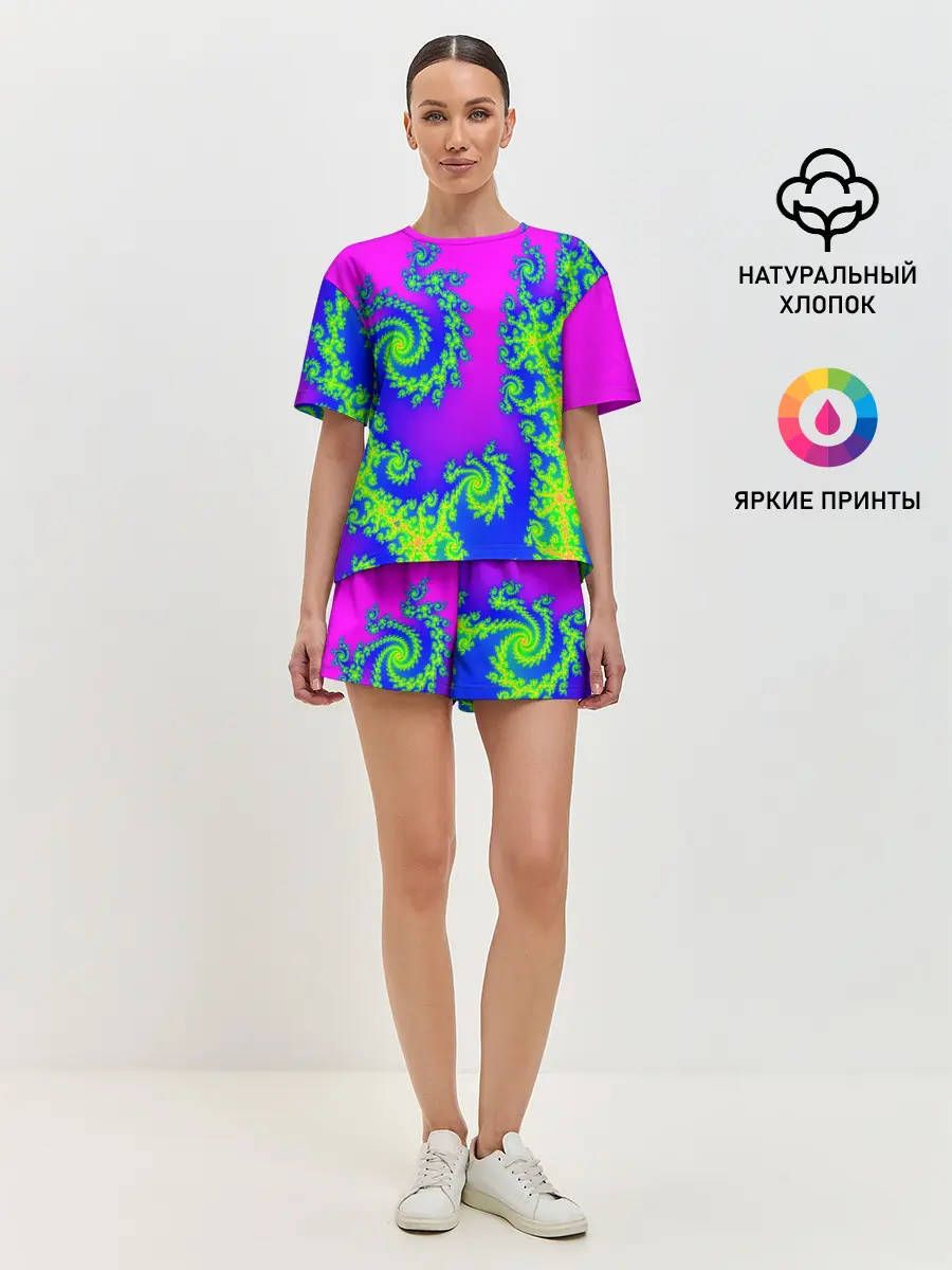 Женская пижама с шортами / КИСЛОТНЫЙ НЕОН