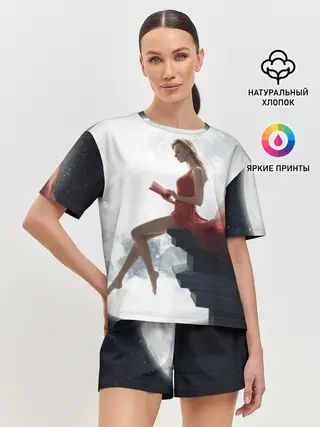 Женская пижама с шортами / На Луне