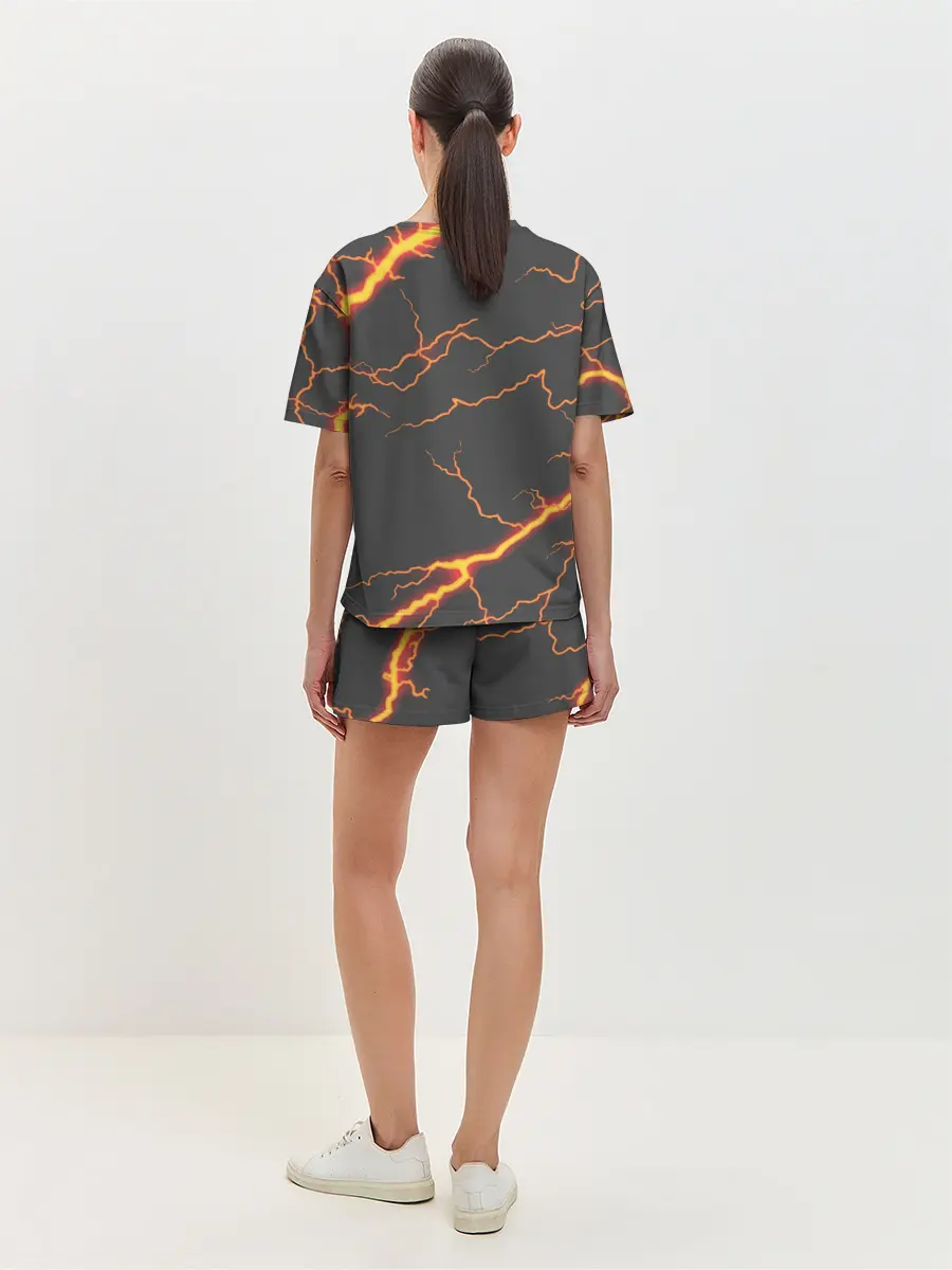 Женская пижама с шортами / KIMETSU NO YAIBA оранжевые молнии