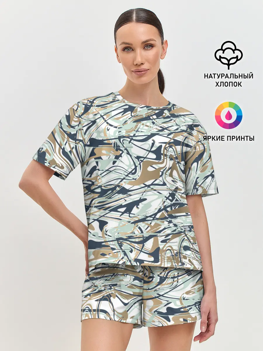 Женская пижама с шортами / Узор красками