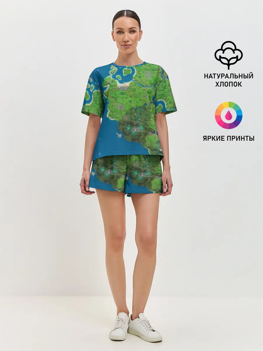 Женская пижама с шортами / Fortnite карта