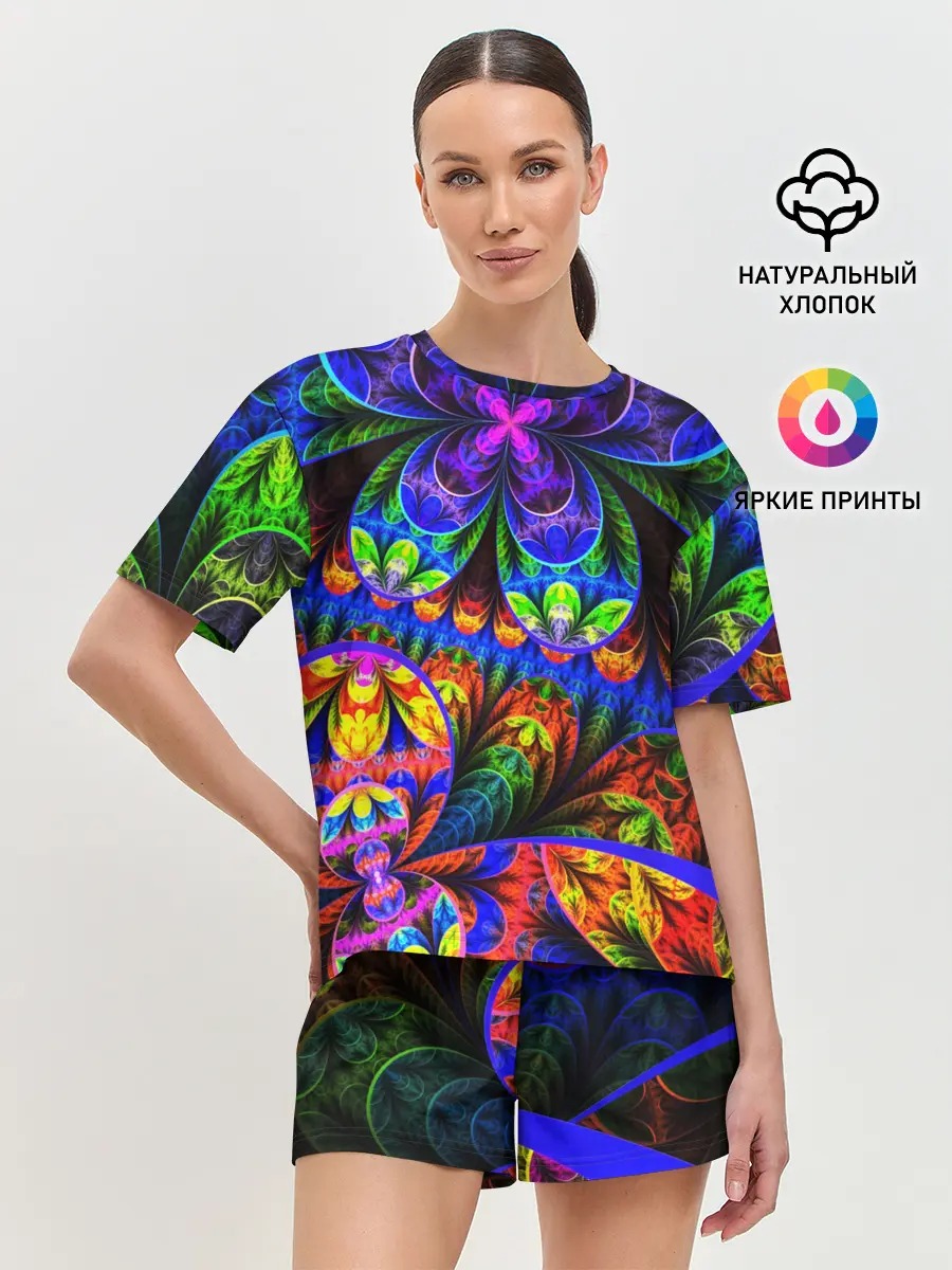 Женская пижама с шортами / ФРАКТАЛЬНЫЙ НЕОН