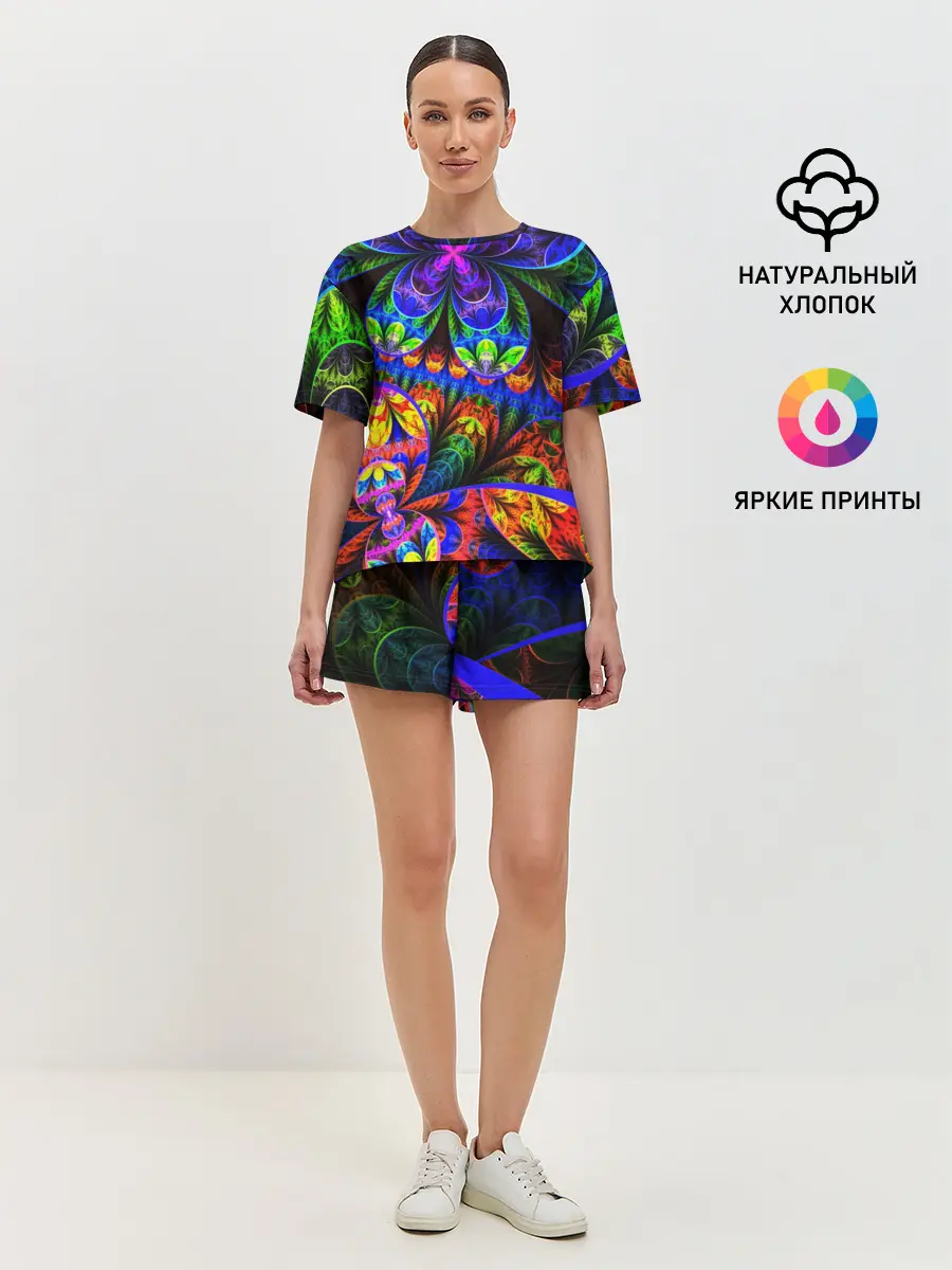 Женская пижама с шортами / ФРАКТАЛЬНЫЙ НЕОН