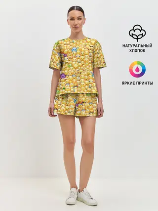 Женская пижама с шортами / Смайлики Emoji
