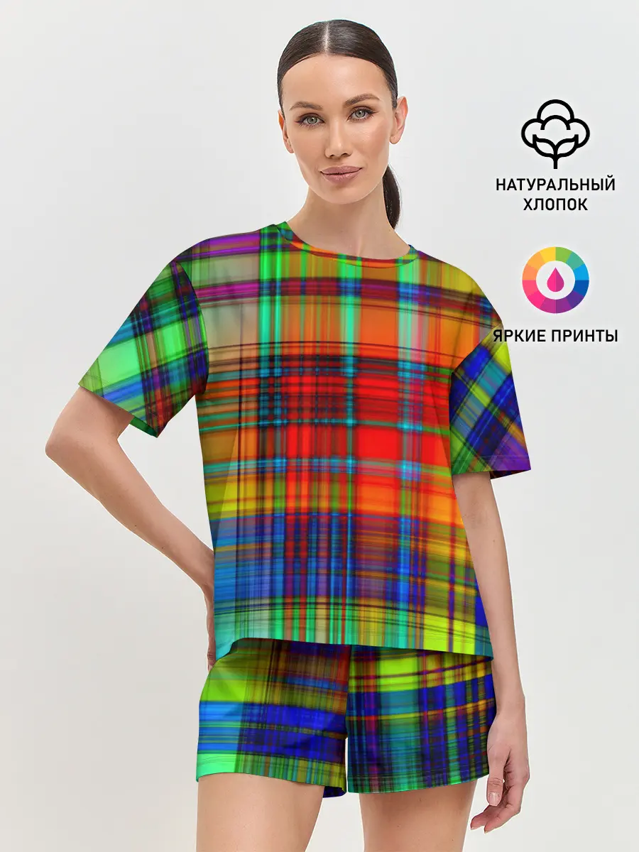 Женская пижама с шортами / Радужная сетка