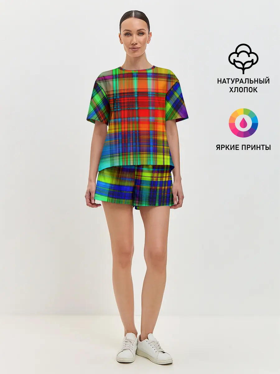 Женская пижама с шортами / Неоновая сетка