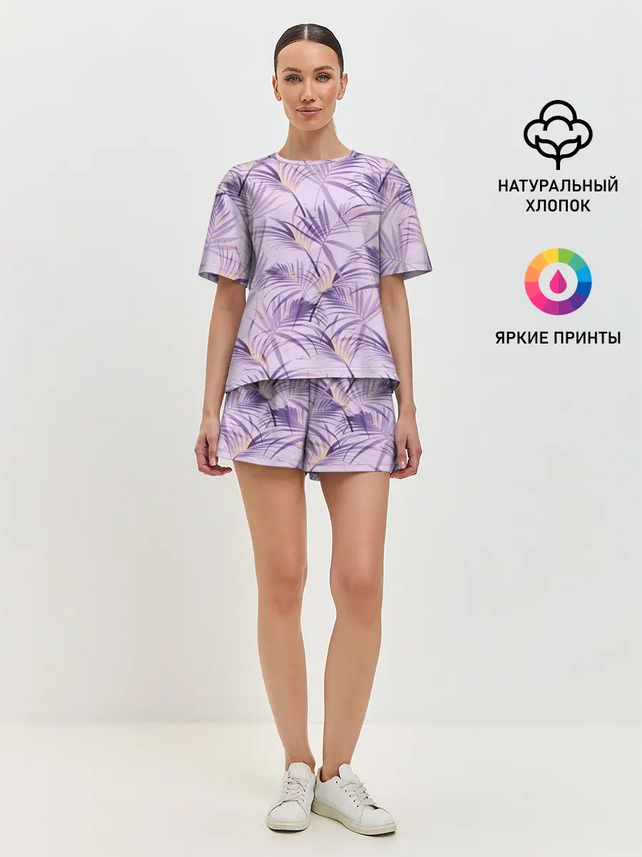 Женская пижама с шортами / Листья
