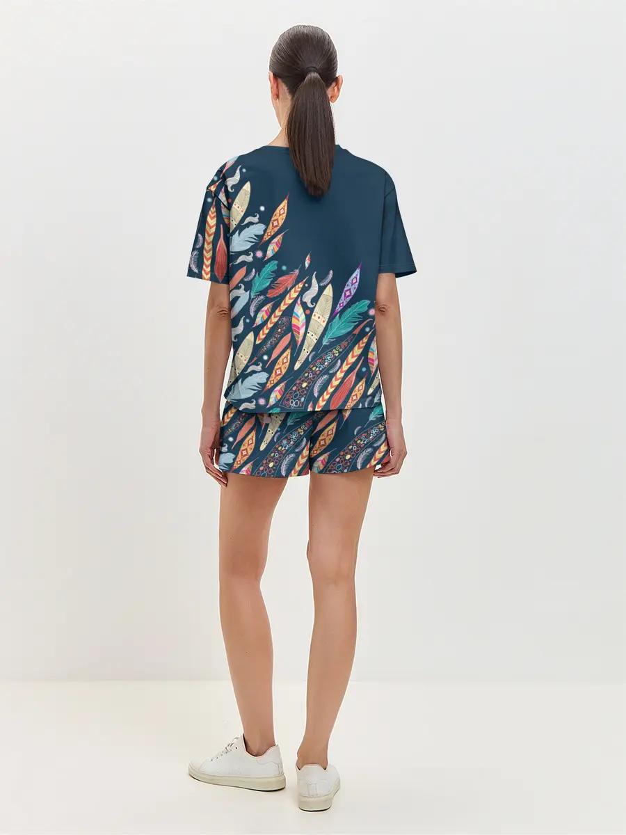 Женская пижама с шортами / Перья