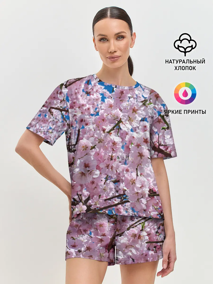 Женская пижама с шортами / Цветущая Сакура