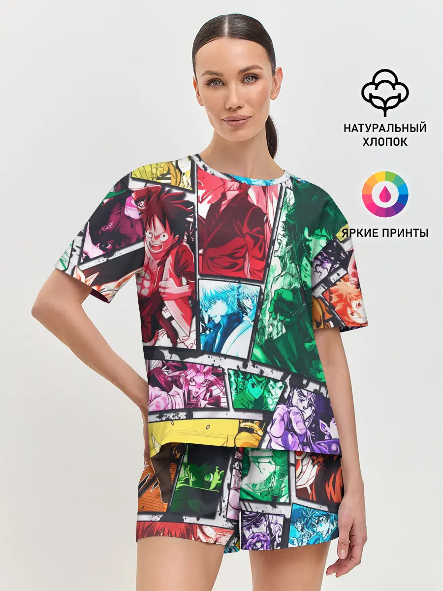 Женская пижама с шортами / EPIC MAIN ANIME CHARACTERS 3D!