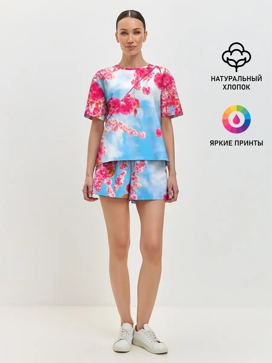 Женская пижама с шортами / Цветение Вишни