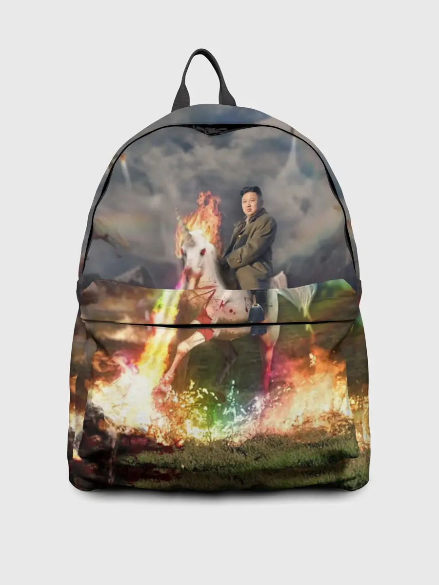 Рюкзак джинсовый / Ким чен ын на Единороге