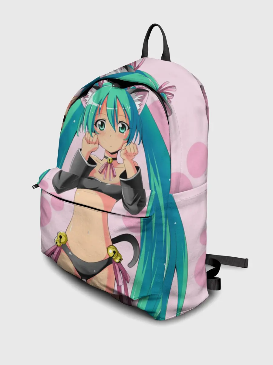 Рюкзак джинсовый / Хатсуне Мику на розовом фоне