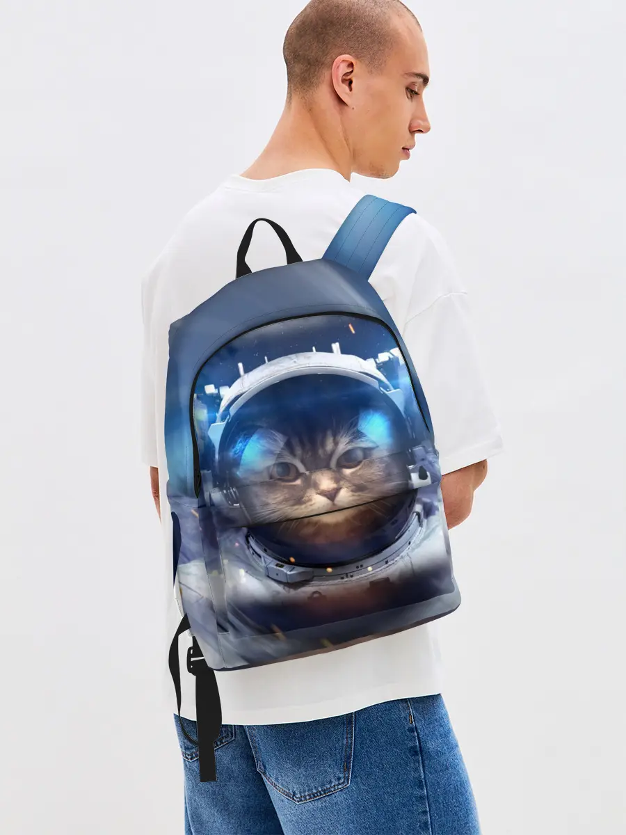 Рюкзак джинсовый / КОТ АСТРОНАВТ