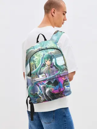 Рюкзак джинсовый / Мика Хацуне за фортепиано