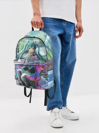 Рюкзак джинсовый / Мика Хацуне за фортепиано