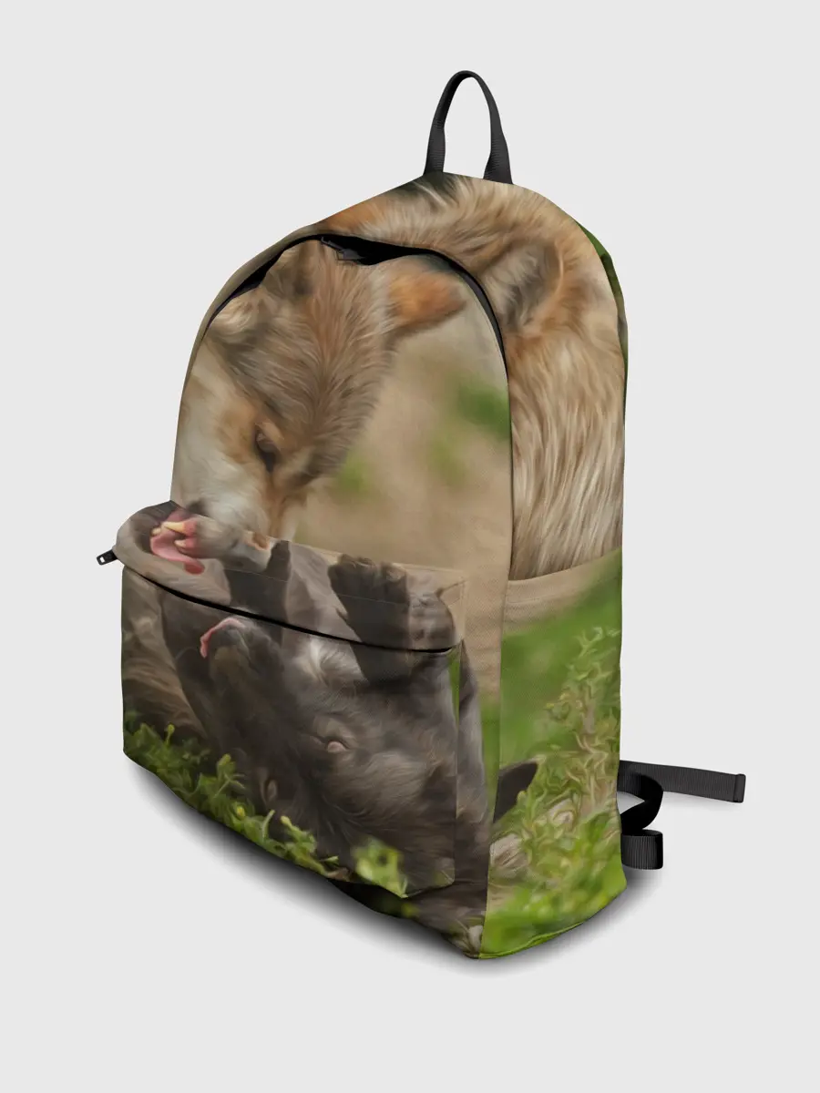 Рюкзак джинсовый / Волки