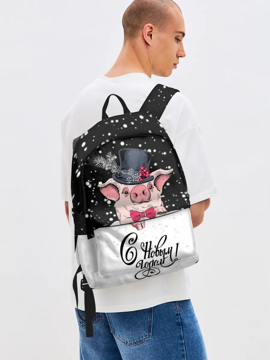 Рюкзак джинсовый / Поросенок в цилиндре