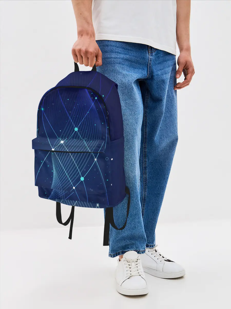 Рюкзак джинсовый / Синяя спираль абстракция