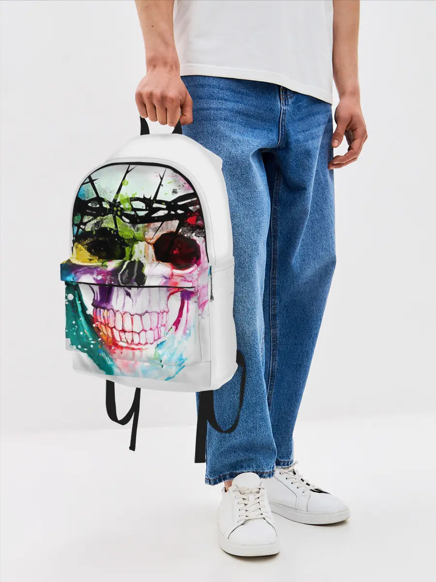 Рюкзак джинсовый / Череп и краска