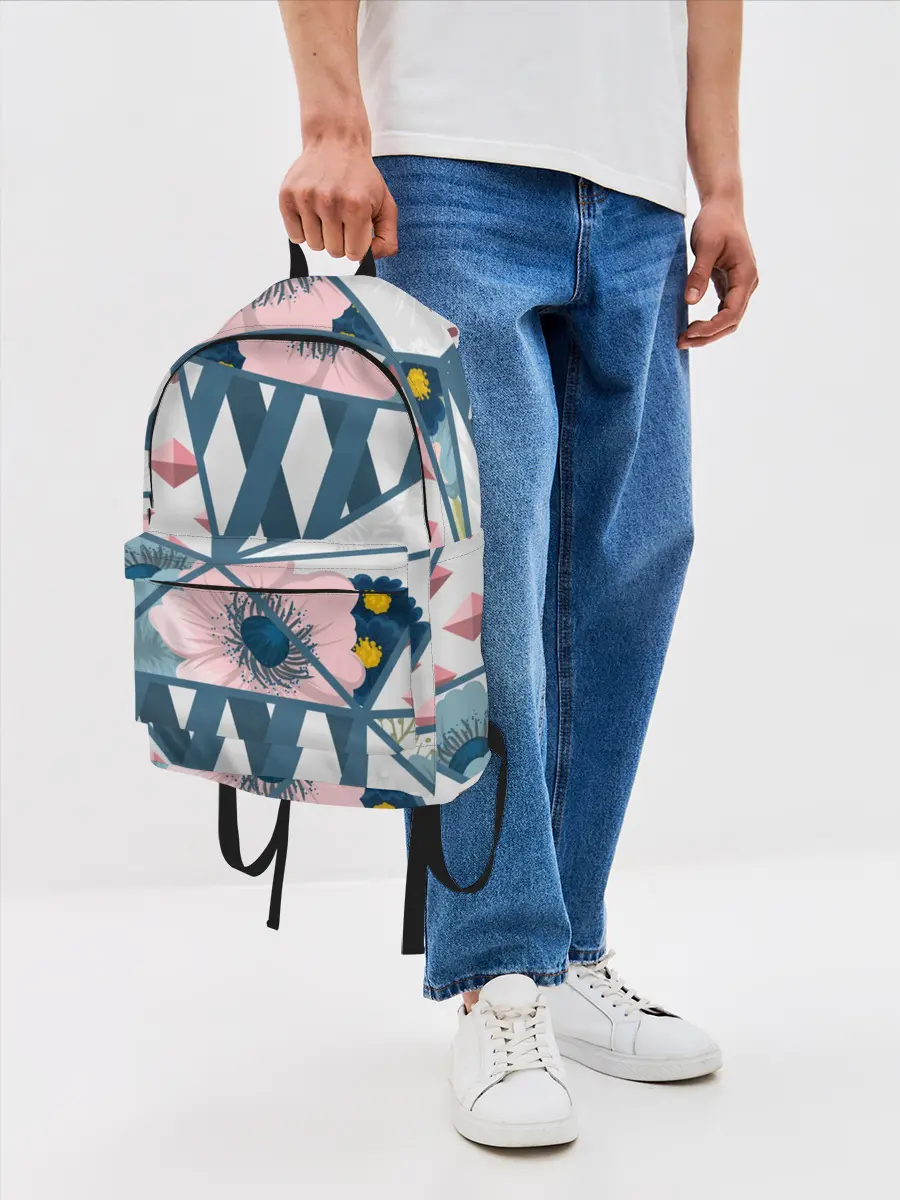 Рюкзак джинсовый / Геометрия цветов