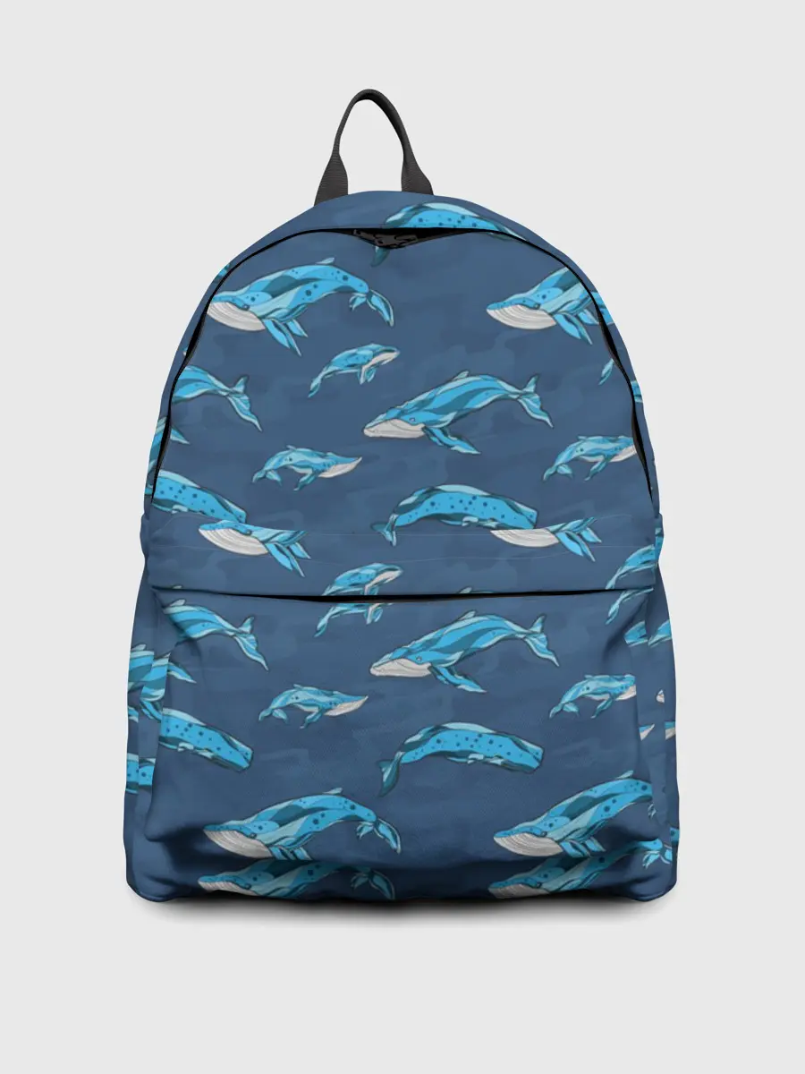 Рюкзак джинсовый / Киты на синем