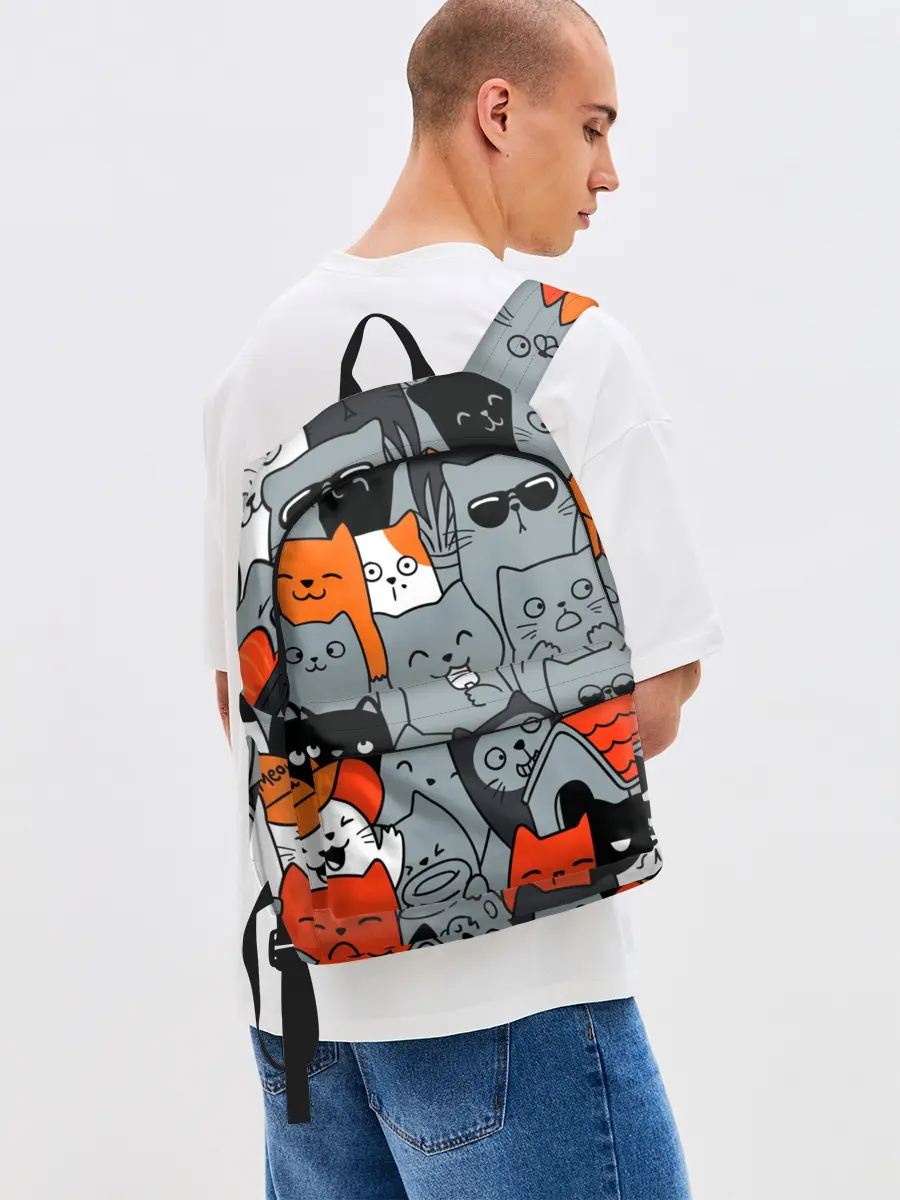 Рюкзак джинсовый / Разноцветные коты