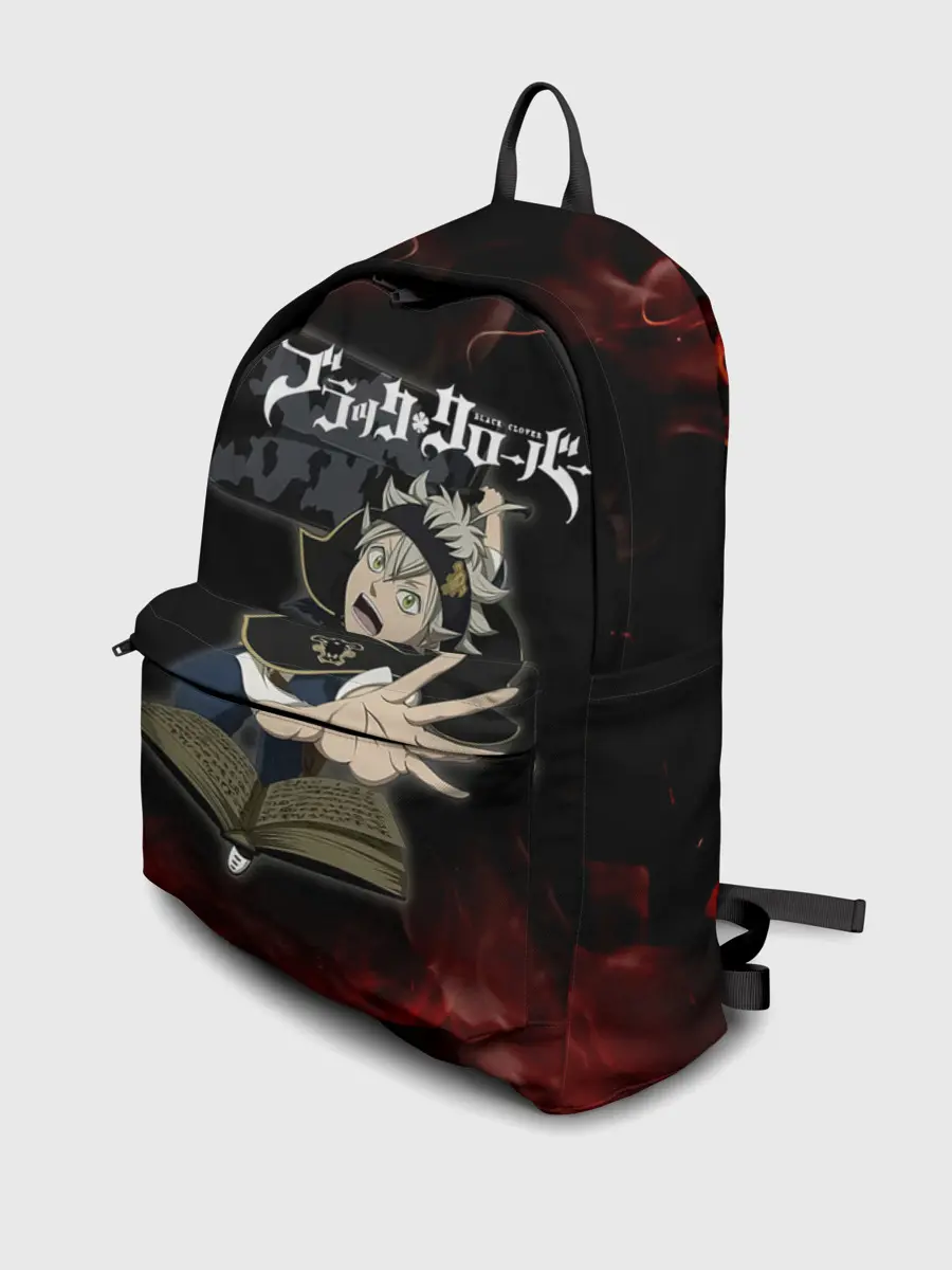 Рюкзак джинсовый / Аста в огне Чёрный клевер