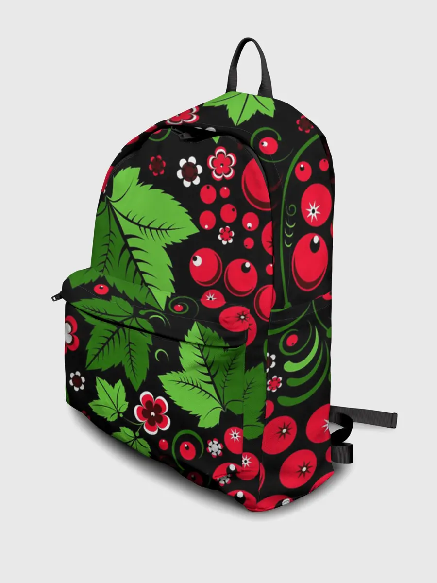 Рюкзак джинсовый / ХОХЛОМА ЛИСТЬЯ И ЯГОДЫ