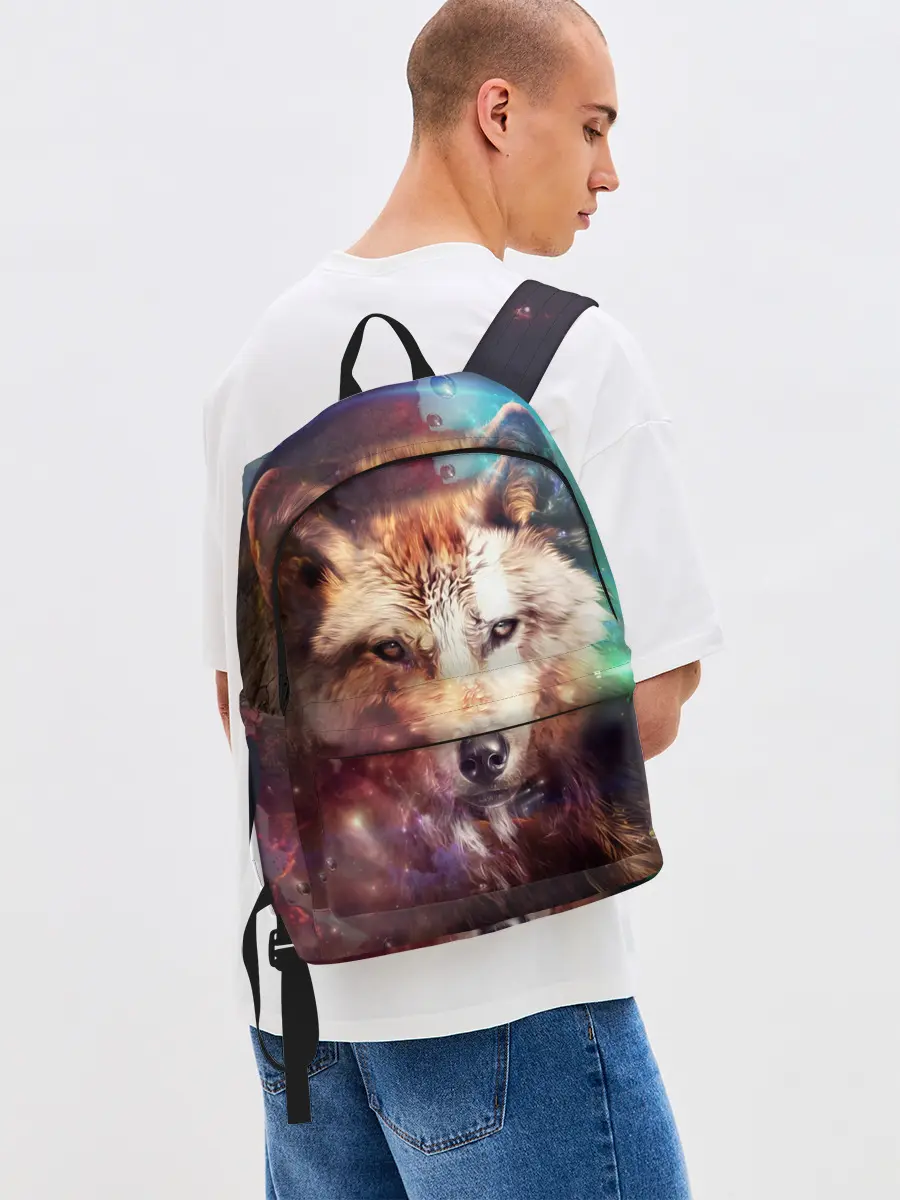 Рюкзак джинсовый / Красивый волк