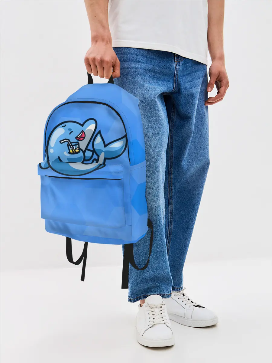 Рюкзак джинсовый / Дельфин с коктейлем