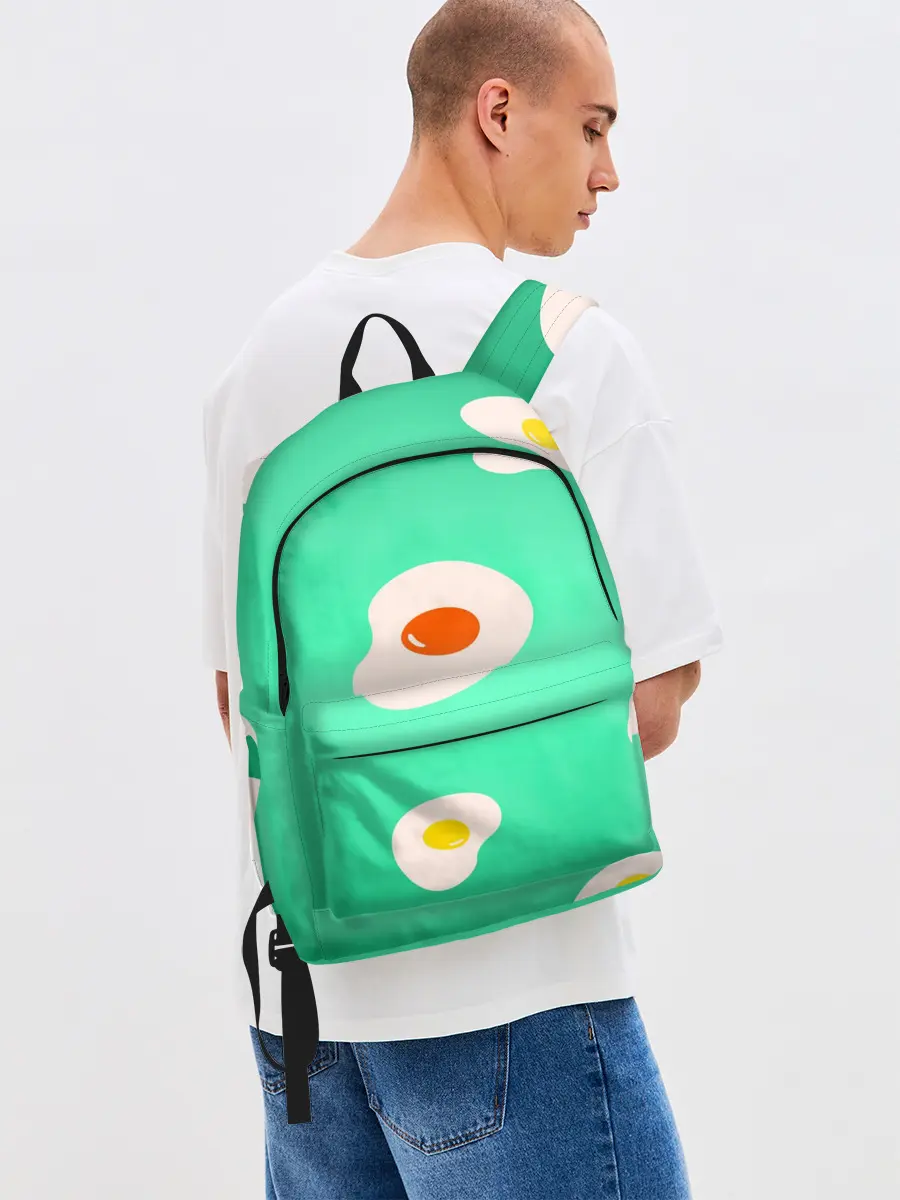 Рюкзак джинсовый / Яйца на Зеленом Фоне
