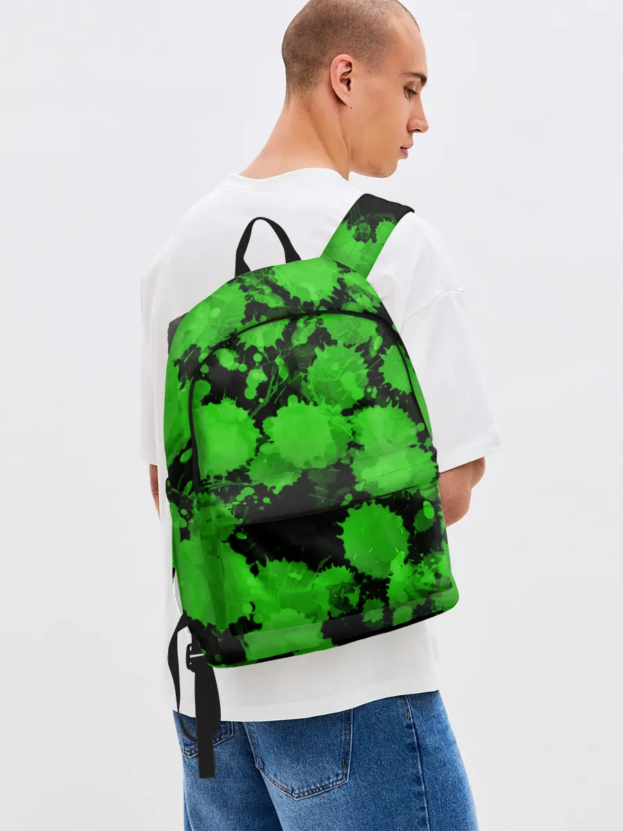 Рюкзак джинсовый / Зеленые Кляксы