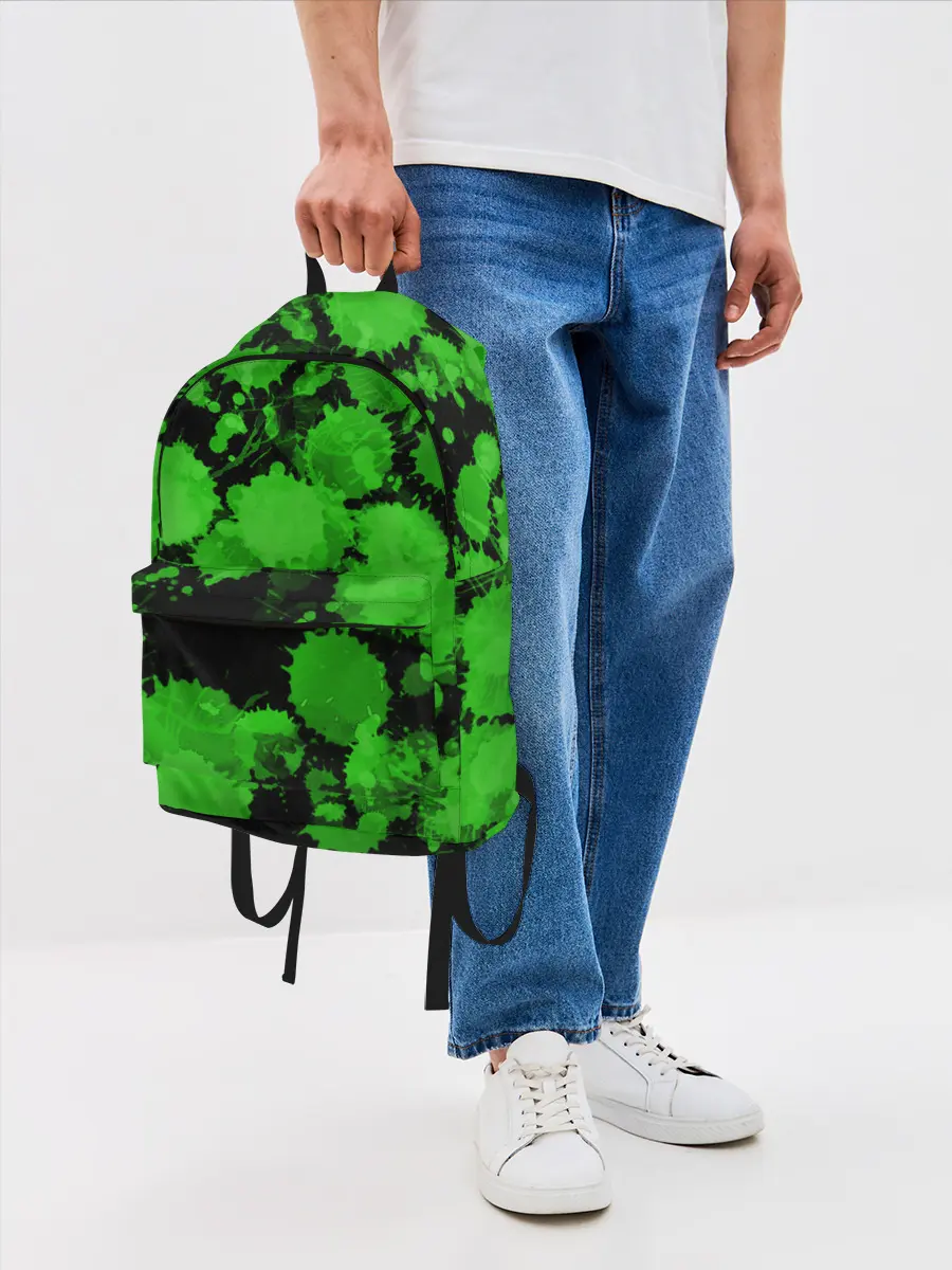Рюкзак джинсовый / Зеленые Кляксы