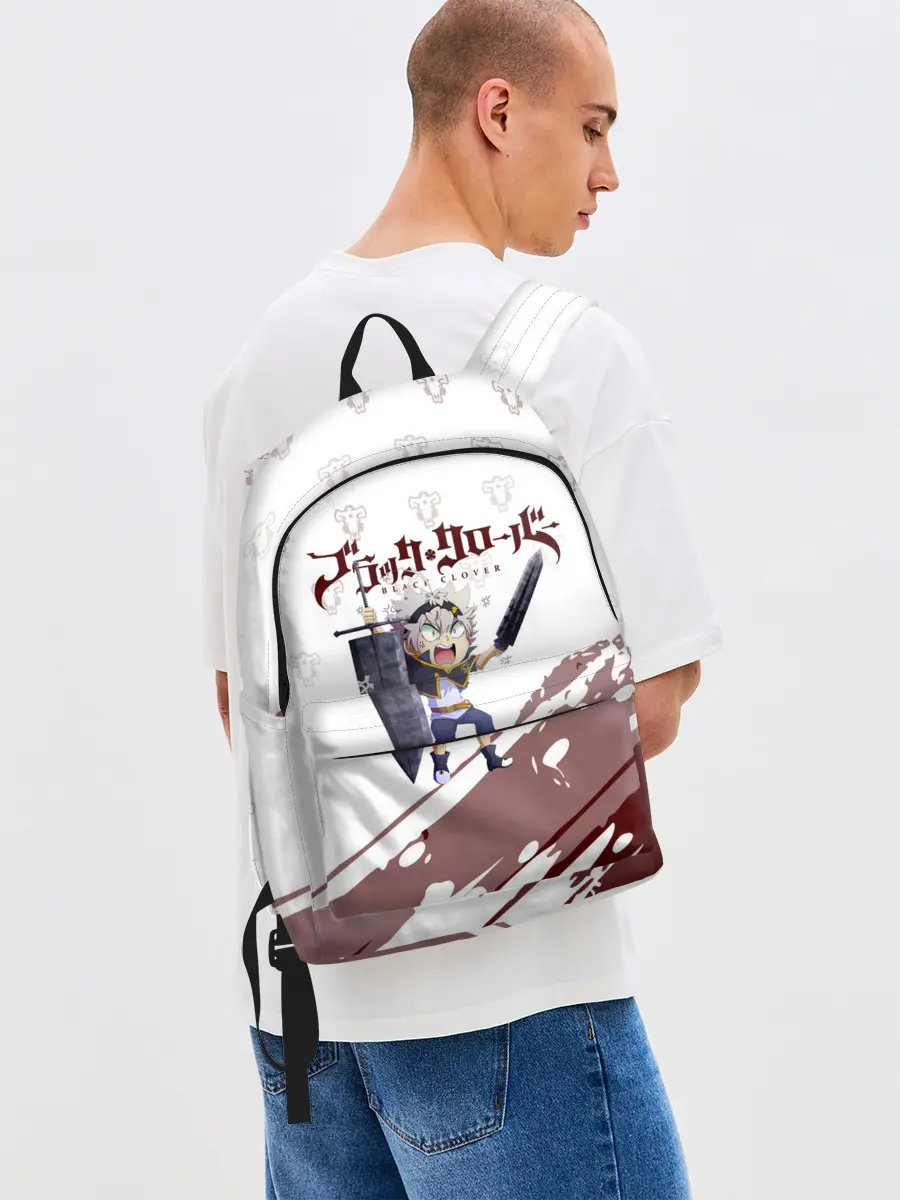 Рюкзак джинсовый / Аста кричит с мечом Чёрный клевер